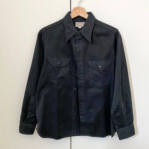 Japanese Cotton Black Herringbone Twill Work Shirt Size 14-4.5 (XS-S)